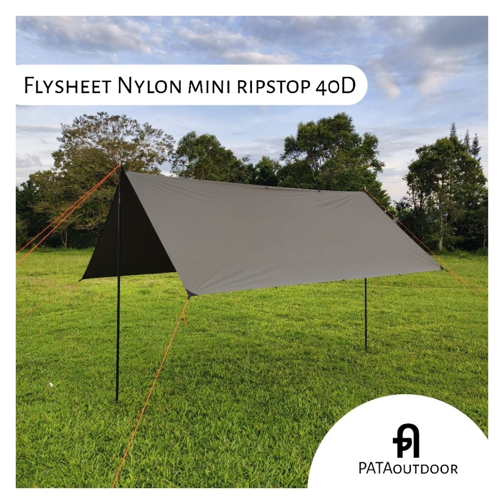Flysheet Nylon mini ripstop 40D (Army)  3x3, 4x3 (19 loop) Shelter Atap Tenda Camping