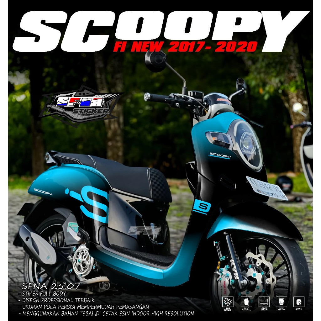 COD TERBARU Decal Sticker Scoopy Fi 2017 2018 2019 2020 Decal Scoopy Full Body Stiker Desain POLOS T