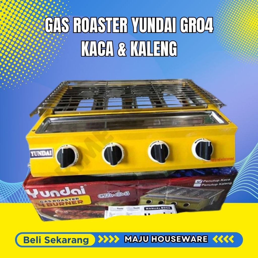 YUNDAI GR-04 Kompor Gas Roaster 4 Burner Panggangan 4 Tungku Panggang Sate Sosis Barbeque