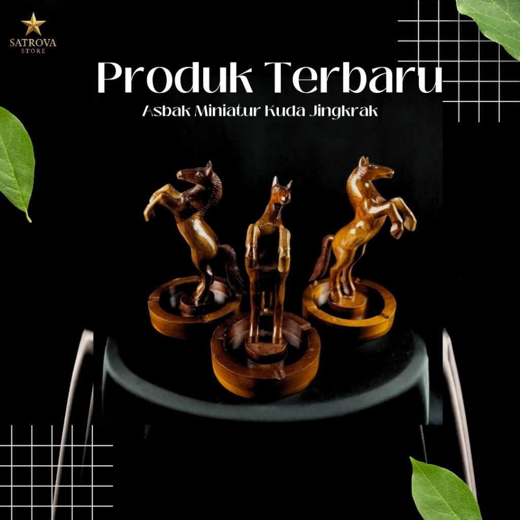 Asesoris Kerajinan Kayu Jati / Asbak Miniatur Kuda / Ukir Jepara