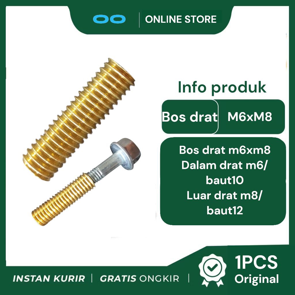 bos drat sok drat recoil untuk baut 10/m6 sok drat m6xm8 baut slek