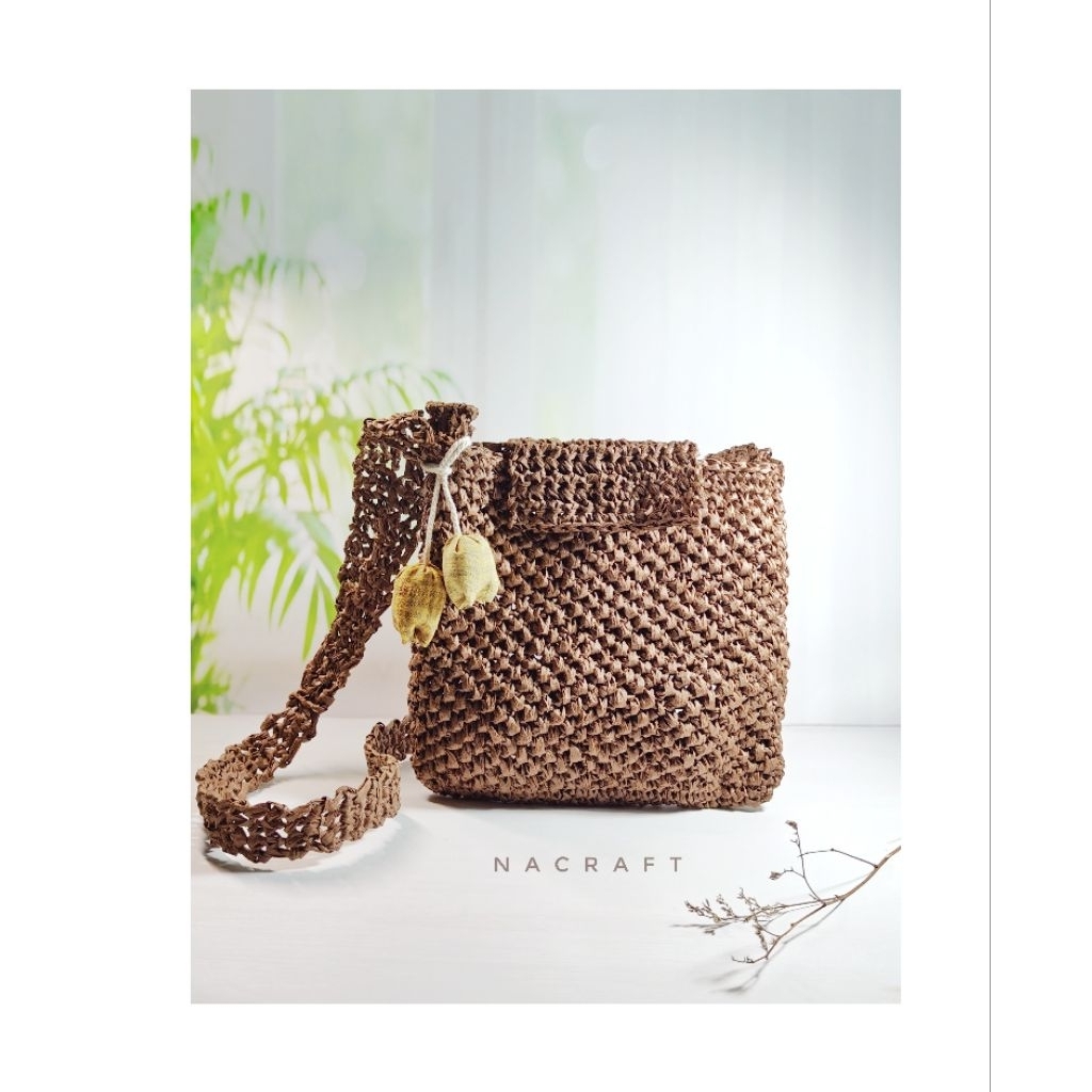 Tas rajut benang rafia korea