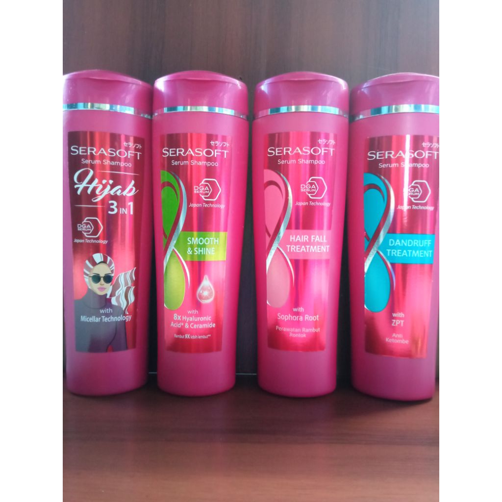Serasoft Shampoo Hairfall/Dandruff/Hijab 3in/Shiny Black/Smooth Shine 340 mL