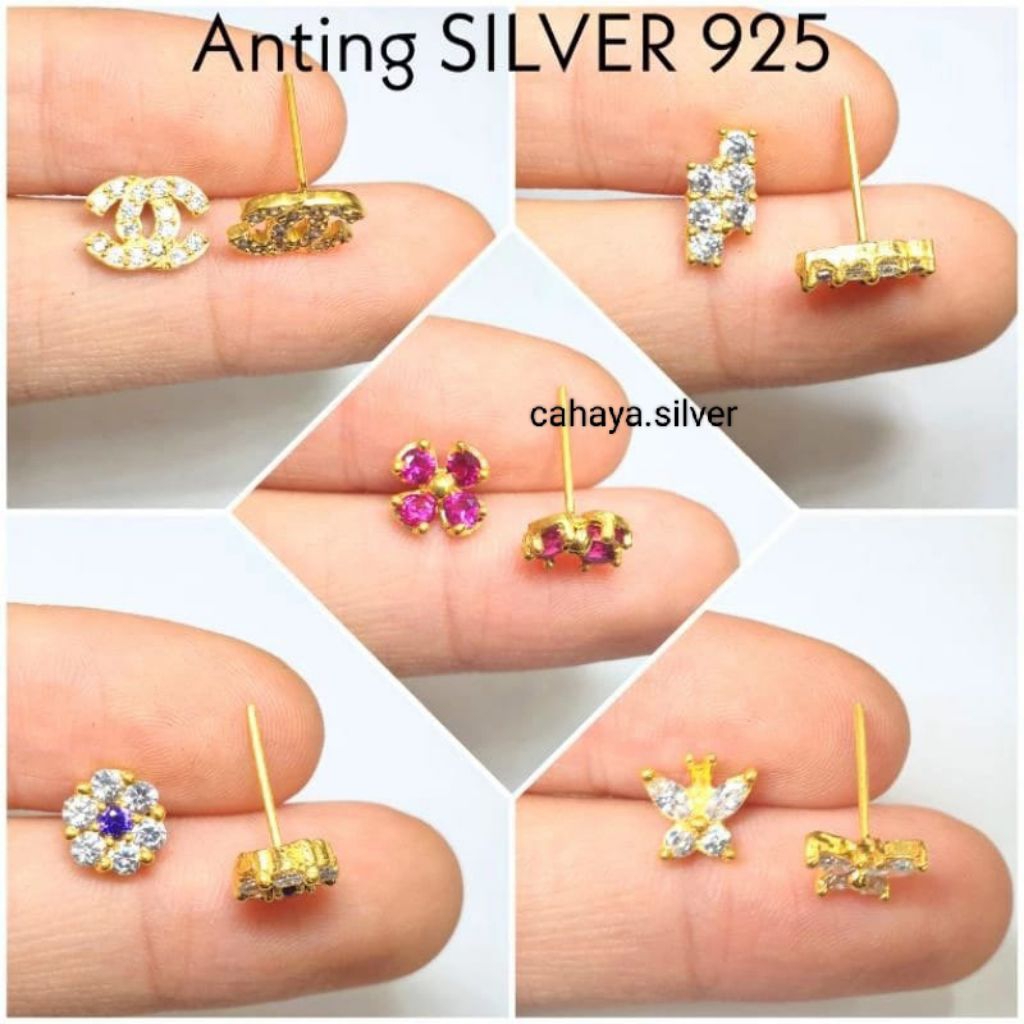 Giwang Tusuk Dewasa Perak 925 Lapis Mas