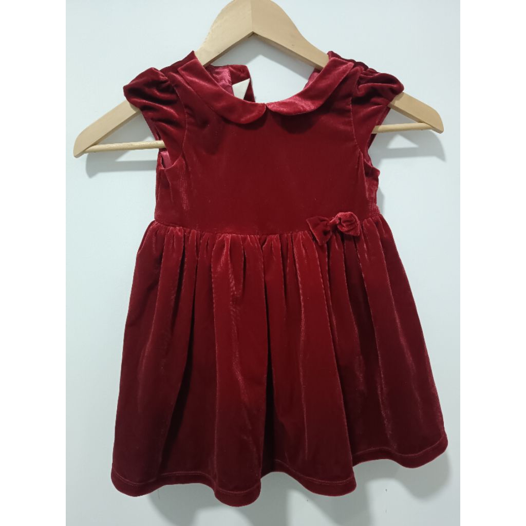 preloved dress hnm h&m merah anak perempuan velvet / dress murah anak bayi / dress pesta
