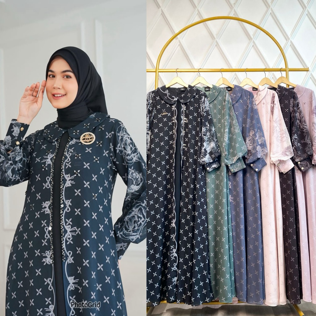 KINA DRESS BY LAYKA/gamis printing premium/bisa cod/raya series