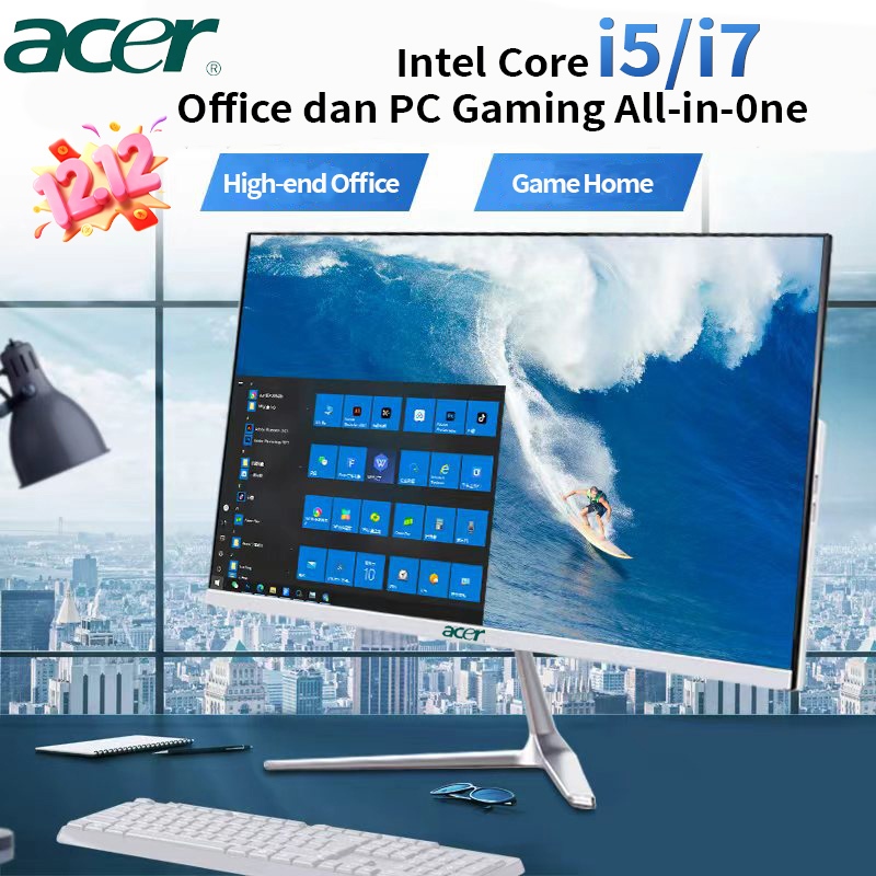 ACER All-in-one PC desktop kantor/gaming  baru i5/i7 Komputer Full set  22/24/27 inci keyboard dan m