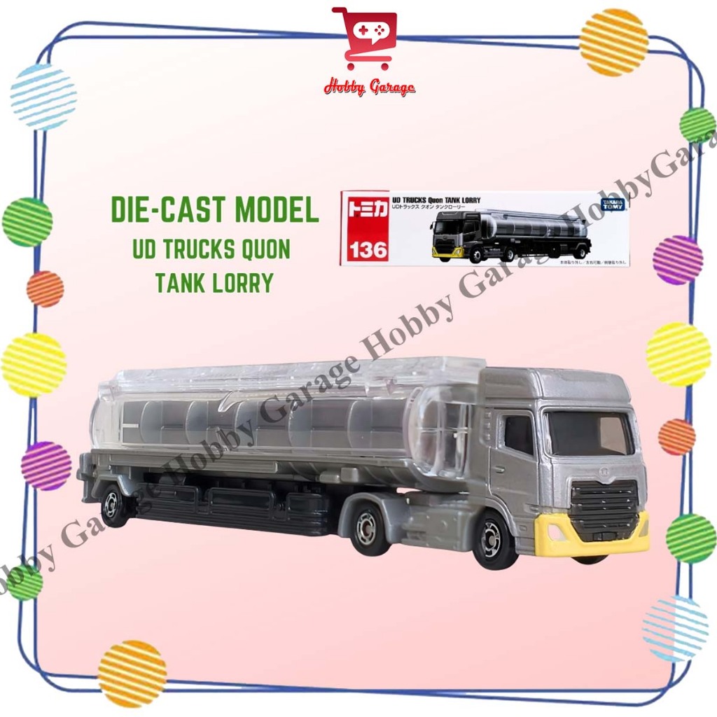 TOMICA Long 136 Miniatur Diecast UD Trucks Quon Tank Lorry Car Mobil Truk Metal Takara Tomy