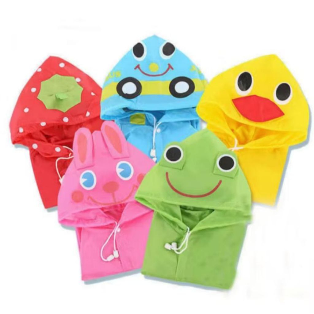 Jas Hujan Anak Model Kartun Lucu Jubah Hoddie Lengan Panjang
