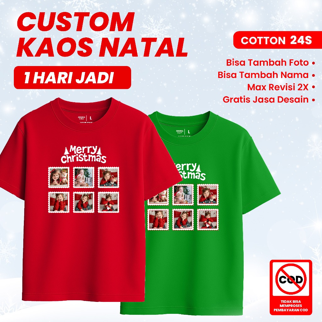 Orora Kaos Natal Lengan Pendek Distro REQUEST DAN SABLON CUSTOM Kaos Christmas - OCN 3