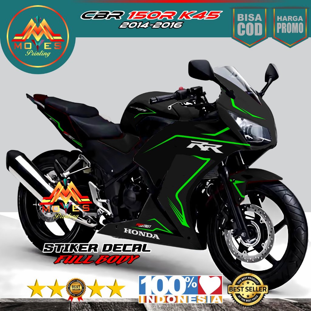 Decal Honda CBR 150R k45 2014-2016 Full Body Hitam - decal stiker full body