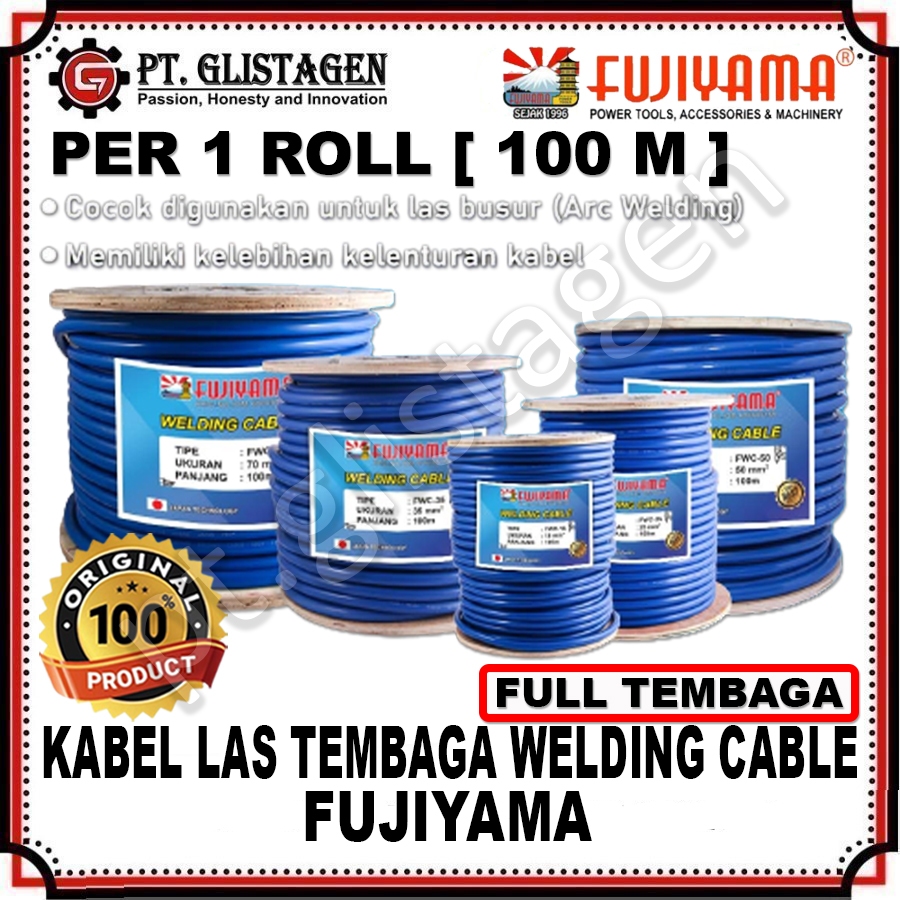 FUJIYAMA Kabel Las 35mm FULL TEMBAGA Welding Cable 35mm Kabel Mesin Las 35mm FULL TEMBAGA High Quali