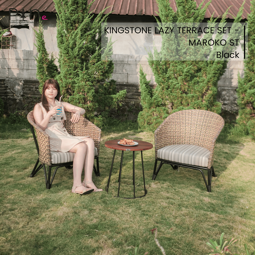 Set Kursi Rotan Sintetis Outdoor – 2 Kursi + Meja | Furniture Taman & Teras Elegan / Set Kursi dan M