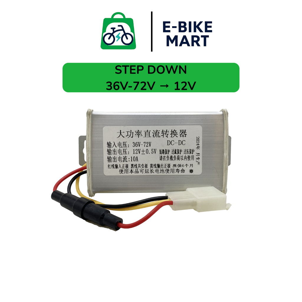 Konverter Sepeda Listrik Aluminium Step Down DC 36V-72V ke DC 12V 10A