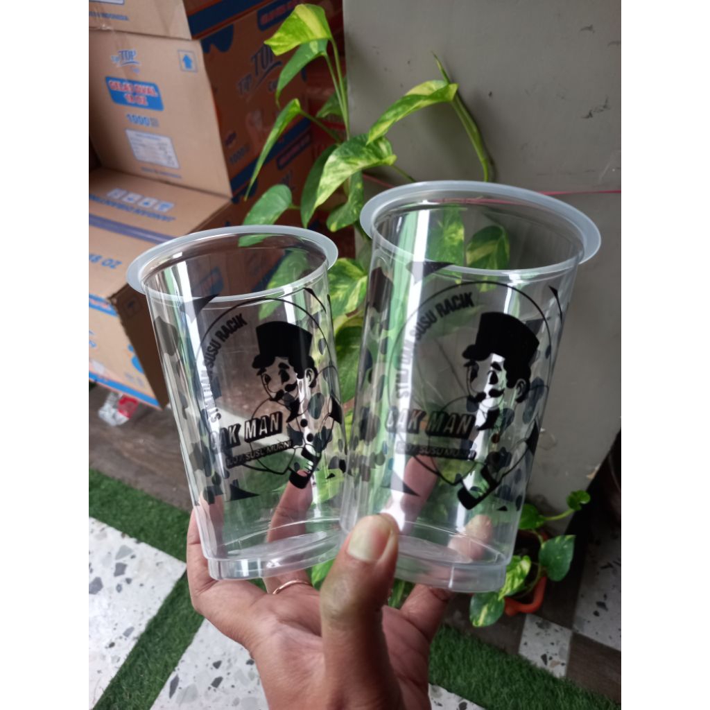 Sablon gelas cup 18oz datar