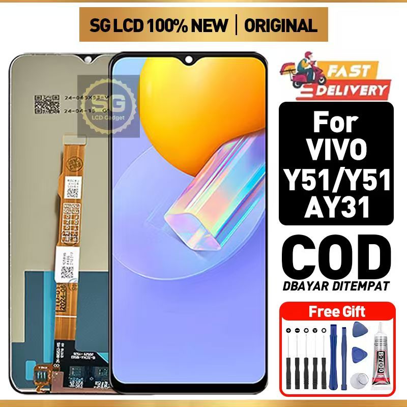 LCD VIVO Y51 LCD VIVO Y51A LCD VIVO Y31 Original Asli ori Fullset Glass Touch Screen Digitizer