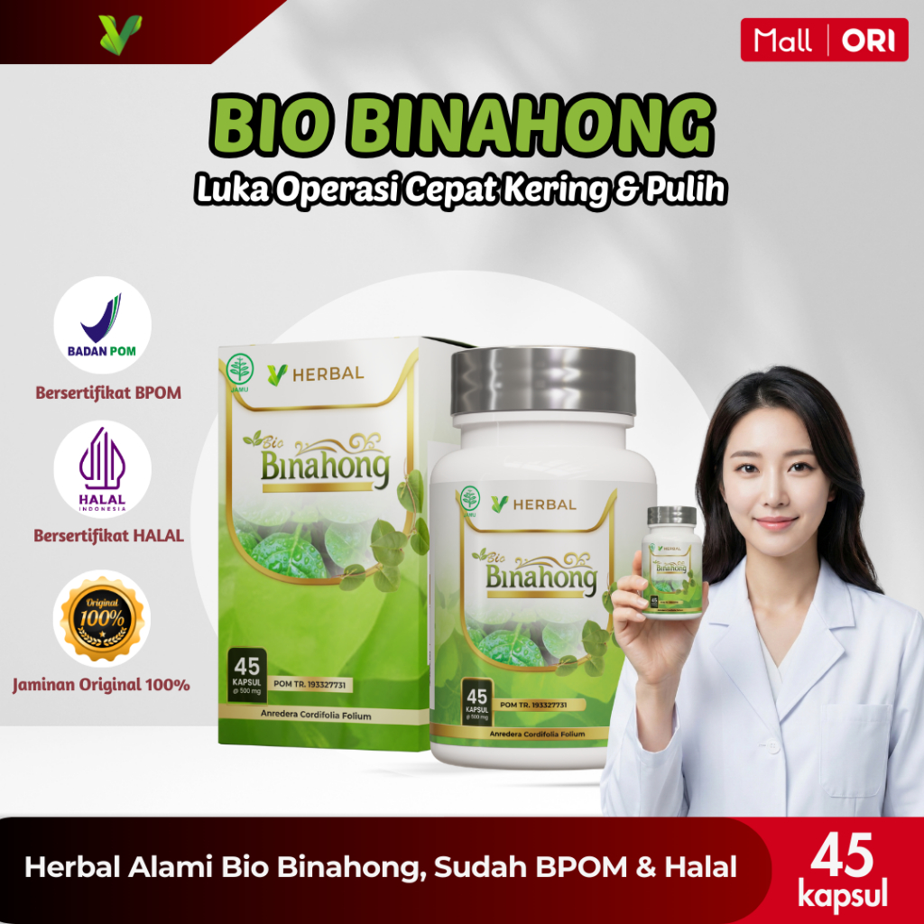 Bio BINAHONG Obat Kapsul Pengering Luka Operasi / Caesar / Sunat / Diabetes / Jahitan - Ekstrak Bina