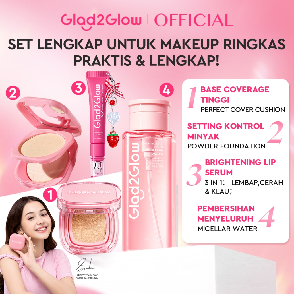 [ORDER NOW, HEMAT 35K]Glad2Glow Perfect Blurring Powder Foundation&Perfect Cover Cushion foundation 