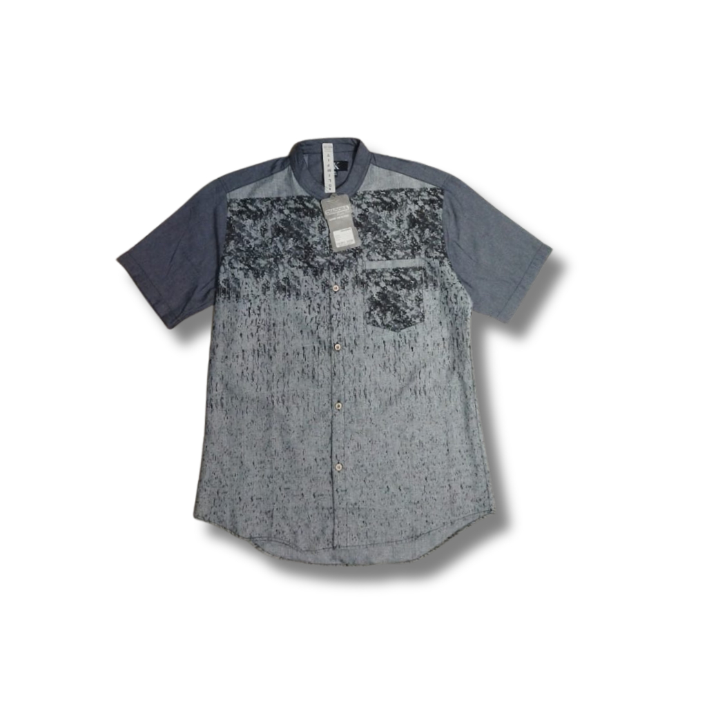Baju Koko Pria Lengan Pendek - Motif Abu-abu