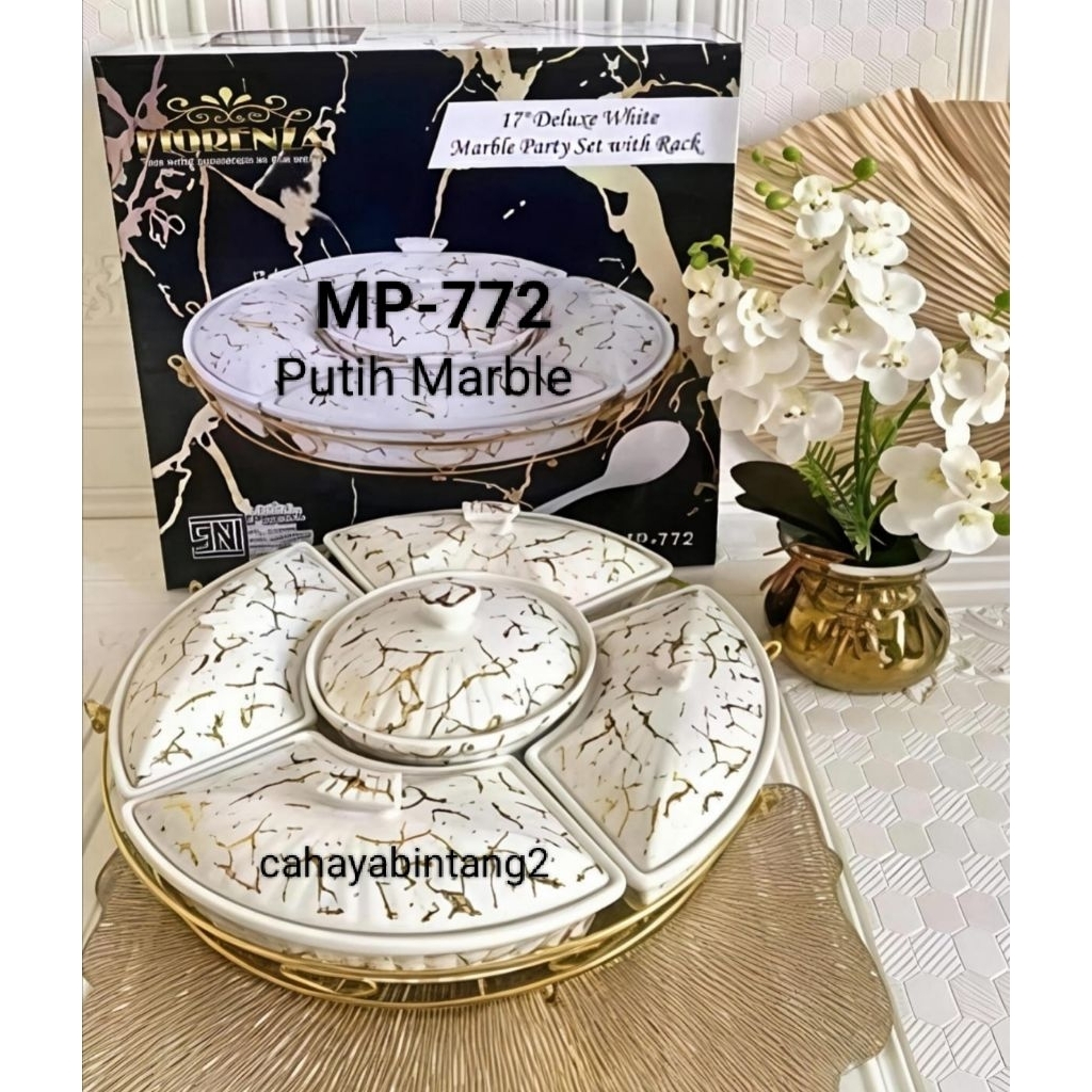 (Packing Kayu) Prasmanan Putar Keramik Marble Fiorenza 17inch 772