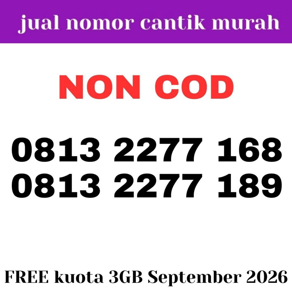 [NON COD] telkomsel simpati (free kuota 3GB september 2026) kartu perdana prabayar nomor cantk 2277 