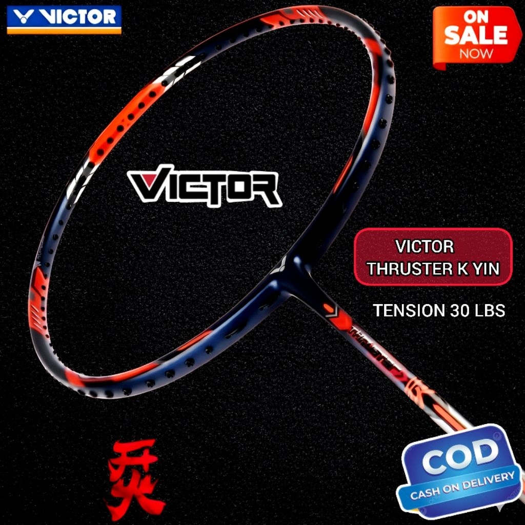 RAKET BADMINTON VICTOR THRUSTER K YIN ORIGINAL DEWASA FULL SET TENSION 30 LBS  BONUS TAS&GRIF