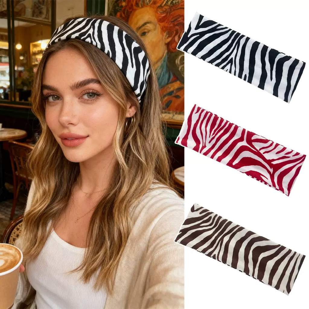 bandana zebra/headband wanita motif zebra