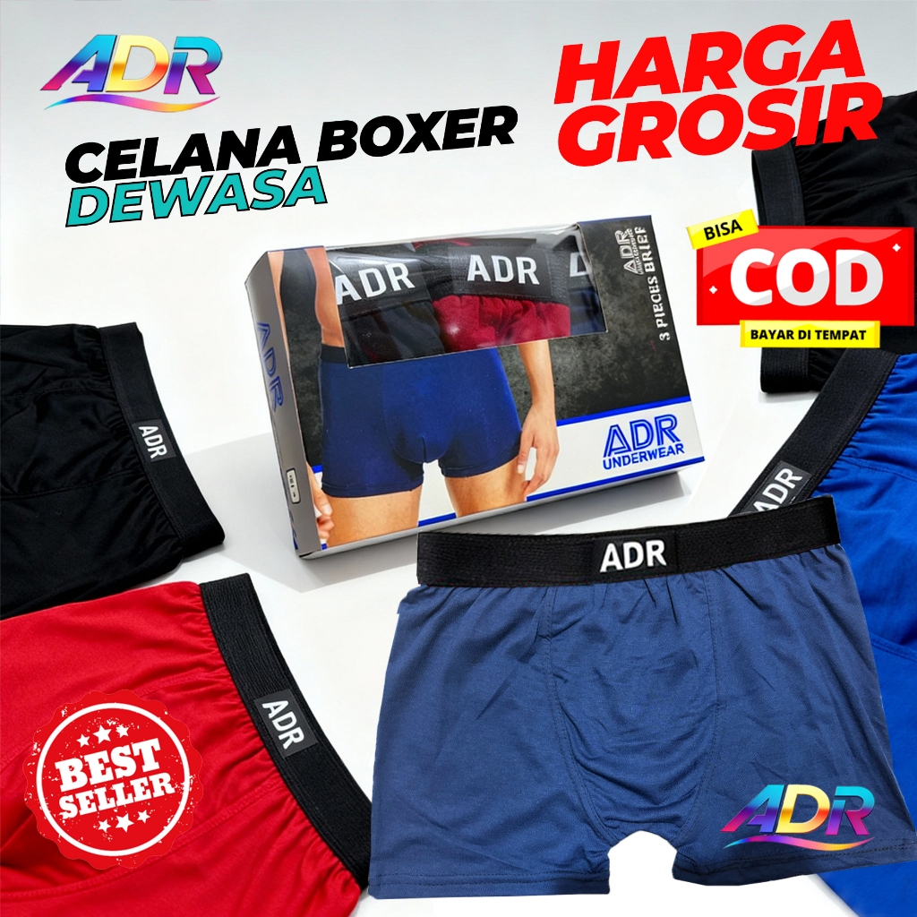 (12 Pcs) Celana Dalam Boxer Pria Katun Lembut // CD BOXER PRIA REMAJA DEWASA // CD Boxer DEWASA ADR