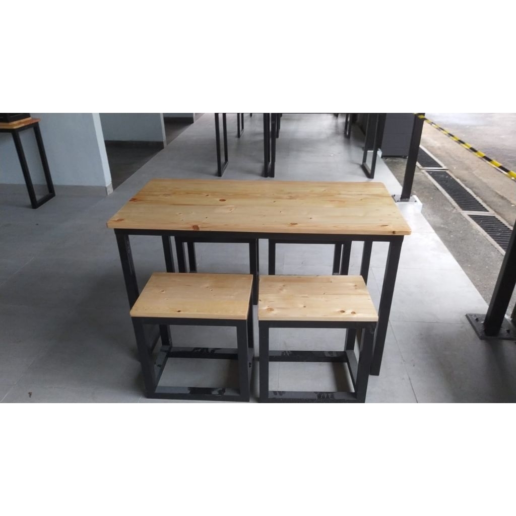 meja makan set besi/meja makan minimalis/meja cafe kaki besi