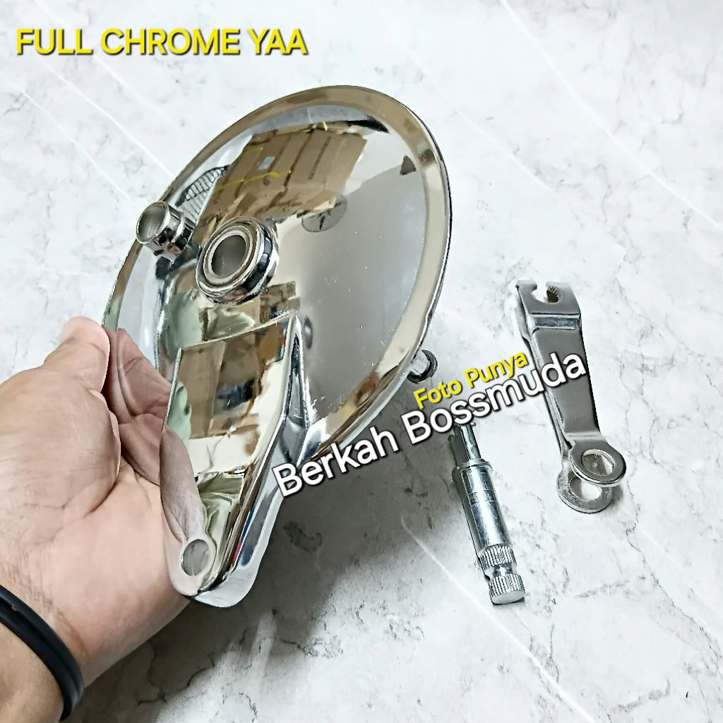 Full Chrome Tutup Tromol Rx King Vixion Old Byson Scorpio Set As paha Rem Kinclong Kualitas Jos