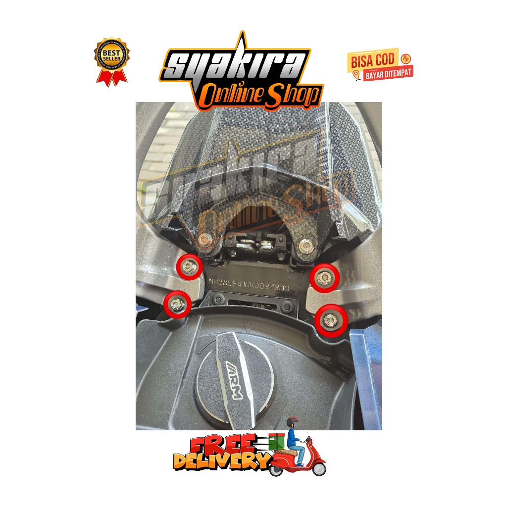 BAUT BEHEL BELAKANG ( 4 BAUT ) MODEL 2 KUNCI BIASA MIO SERIES 115 / 125 M3 J SOUL GT FINO X RIDE GEA