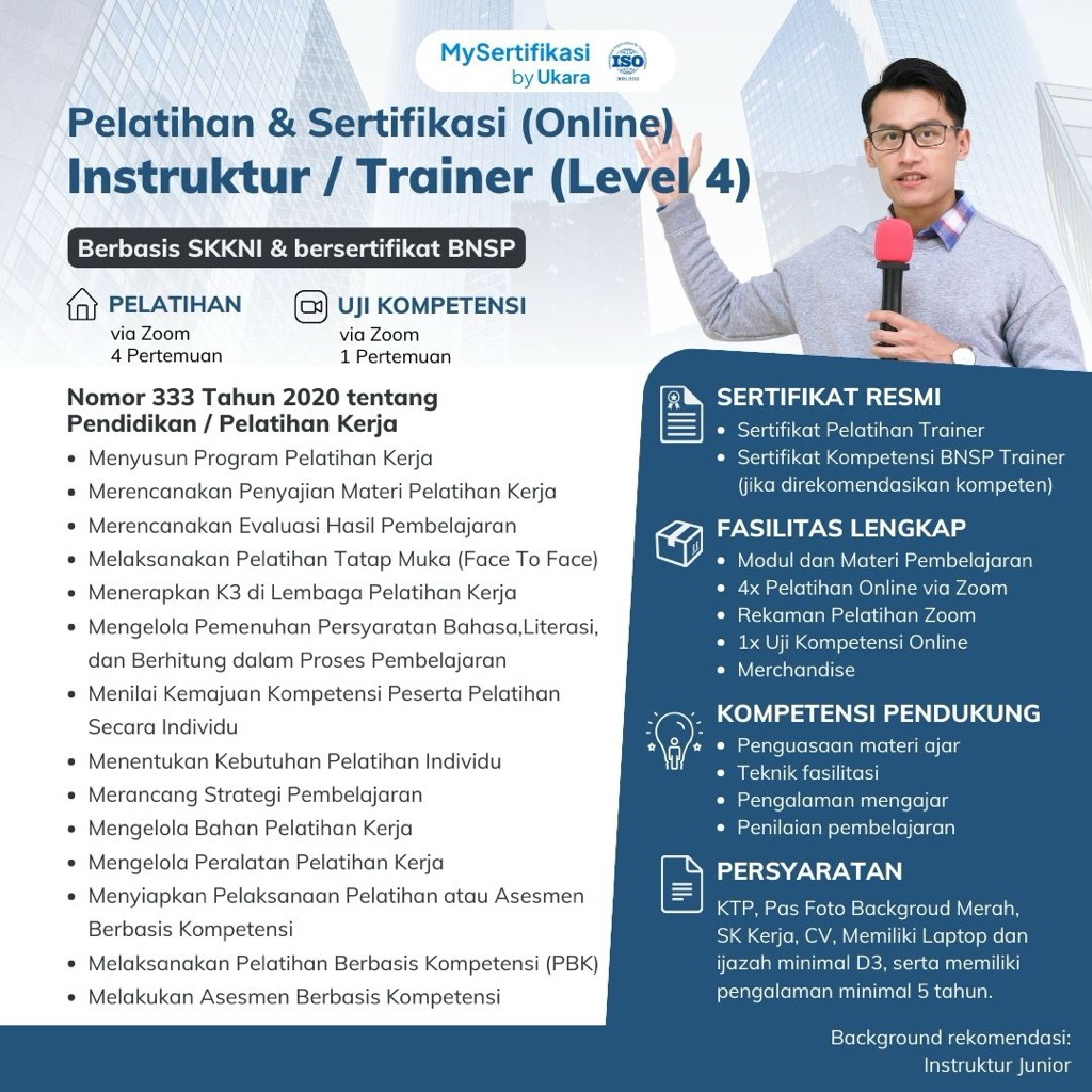 Pelatihan & Sertifikasi BNSP Instruktur (Trainer) - Online
