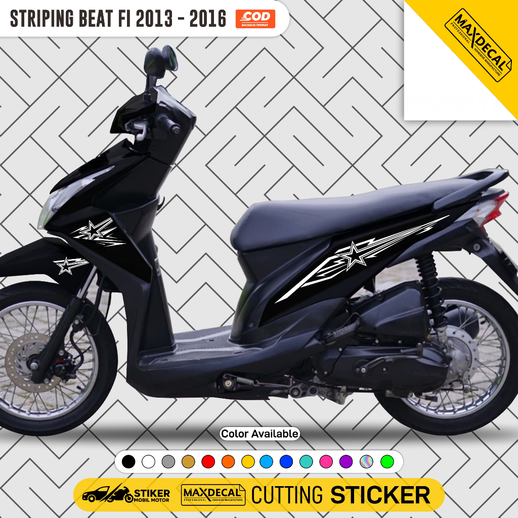 Striping Cutting Beat FI 2013–2016 Motif Bintang Stiker Variasi Motor Beat FI
