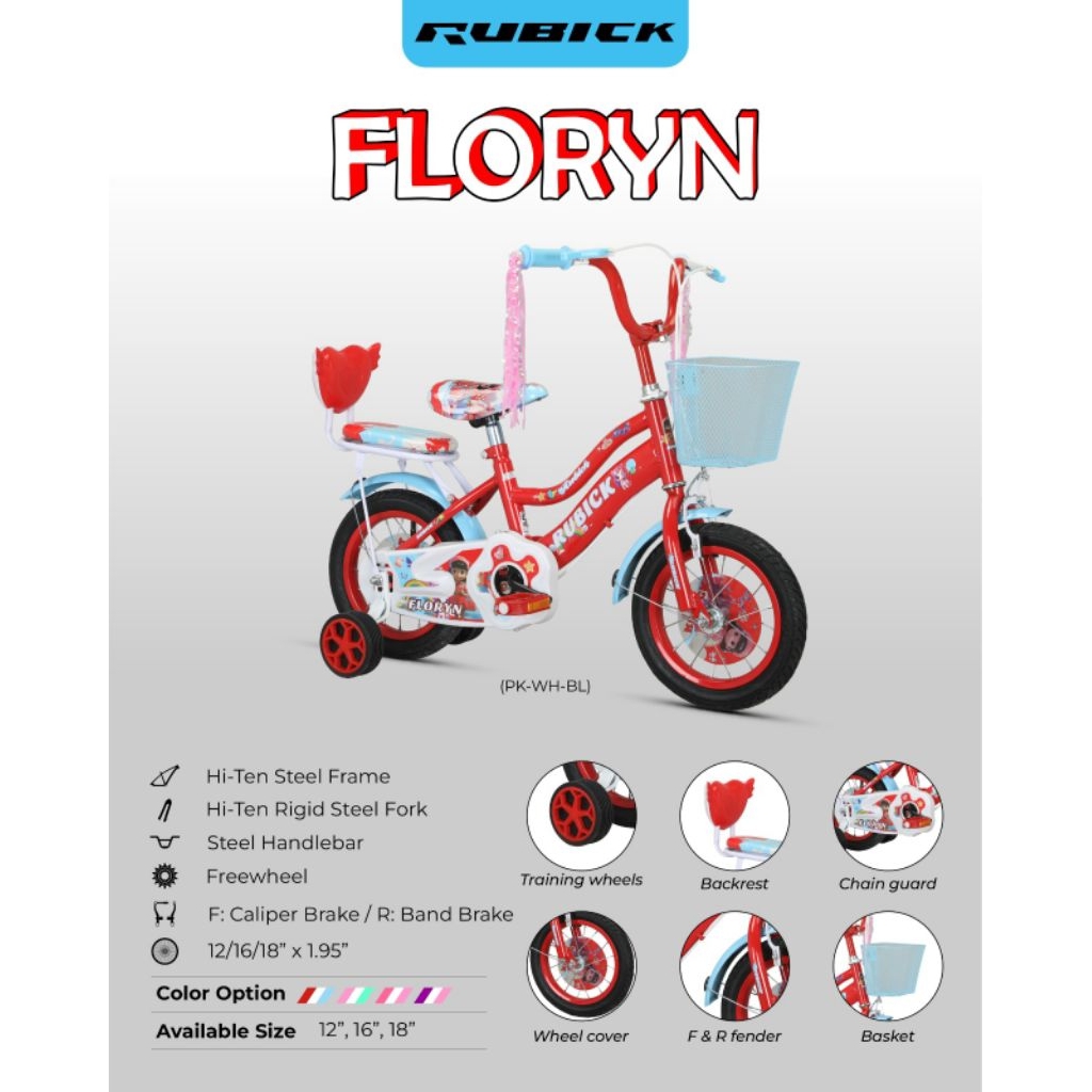 sepeda mini  rubick 12-16-18 inch  perempuan rubick