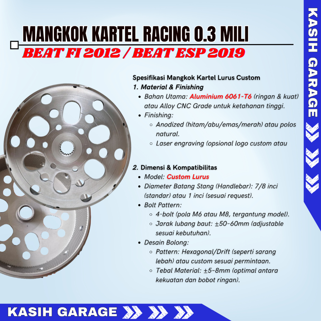 MANGKOK KARTEL SILANG KAMPAS GANDA SOLUSI GEREDEG MOTOR MATIC BEAT FI 2018 SCOOPY OLD BEAT ESP 2017