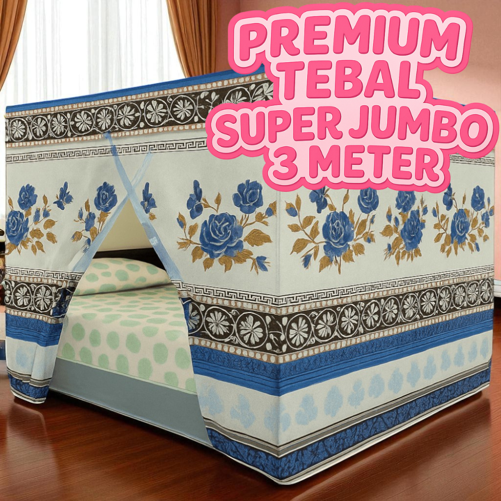 Kelambu Jumbo Gantung Motif SB Bunga – 300x200 Tebal Premium Nyaman dan Anti Nyamuk