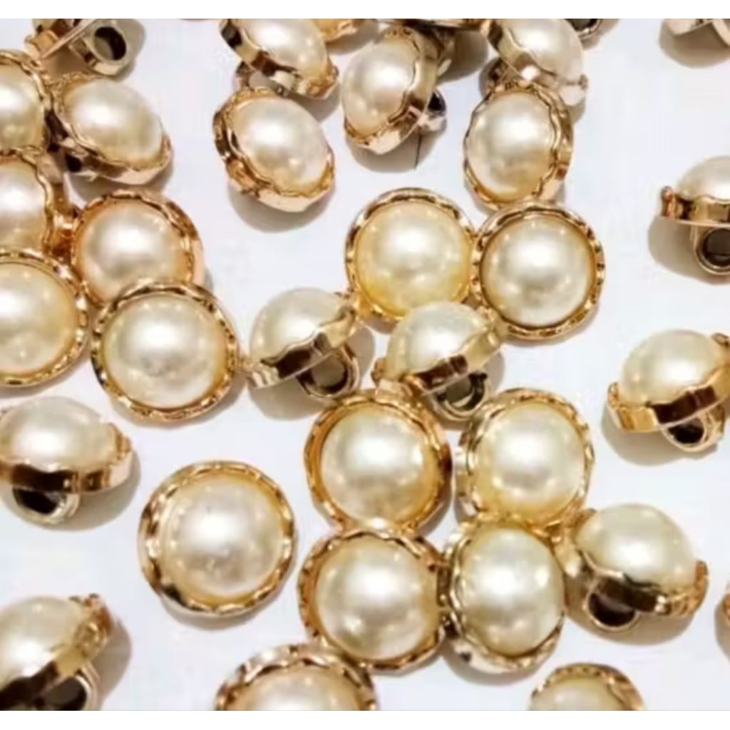 Kancing Mutiara Mewah Gold Silver