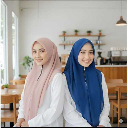 Hijab Zipper Segi Empat Instan Resleting Lasercut / Kerudung Instan Segi Empat Resleting Zipper Lase
