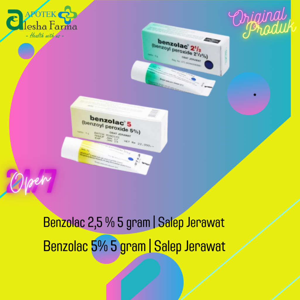 Benzolac 2,5 % 5gram/ 5% 5gram | Salep Jerawat