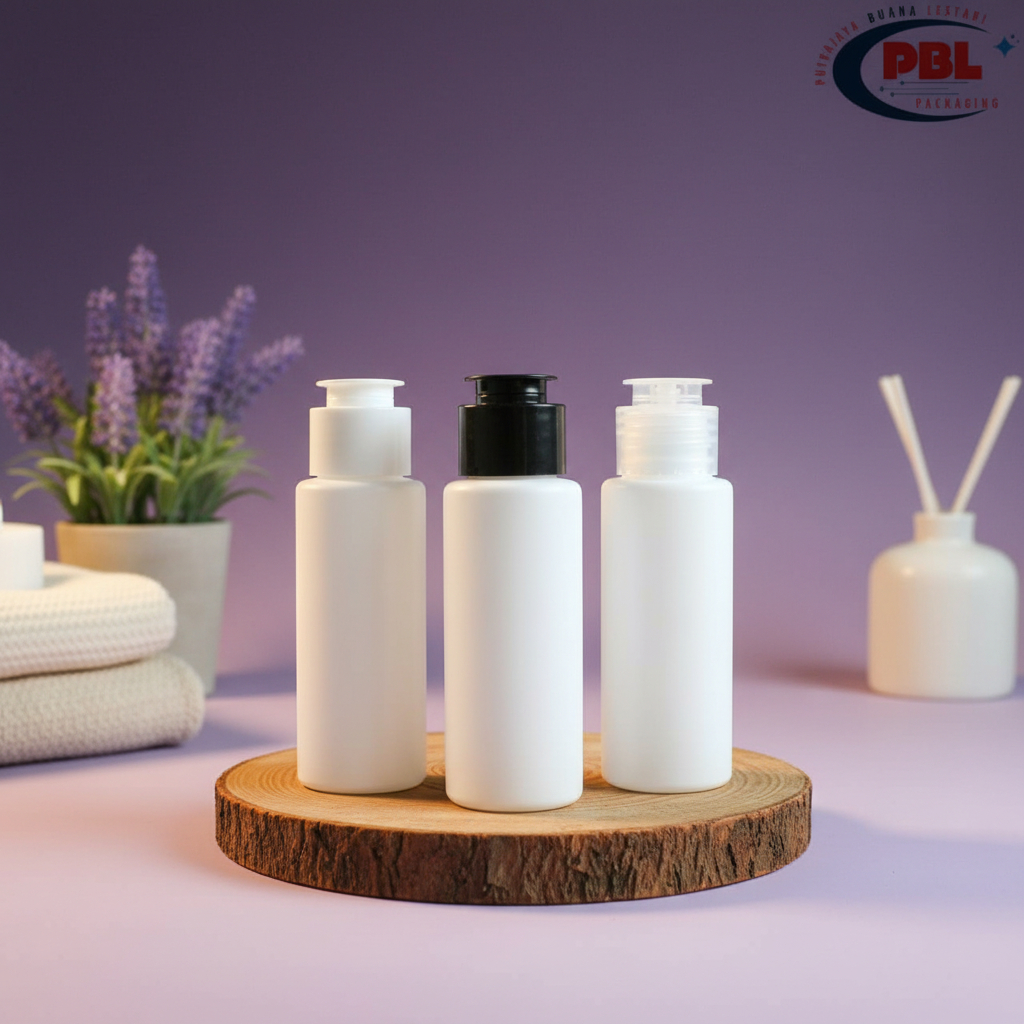 BOTOL FLIPTOP JAMUR  60ml HDPE PUTIH / BOTOL PLASTIK 60ml / BOTOL TONER 60ml / TUTUP FLIPTOP JAMUR N