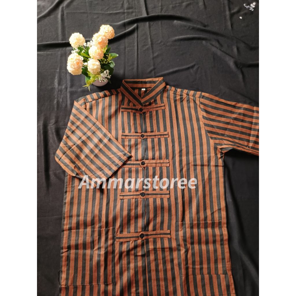 ATASAN SANGHAI LURIK LENGAN PENDEK DEWASA PRIA