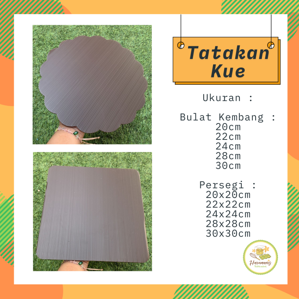 Tatakan Kue Alas Kue Tart Cake Board Coklat Bulat Kembang Persegi 22cm 24cm 28cm 30cm