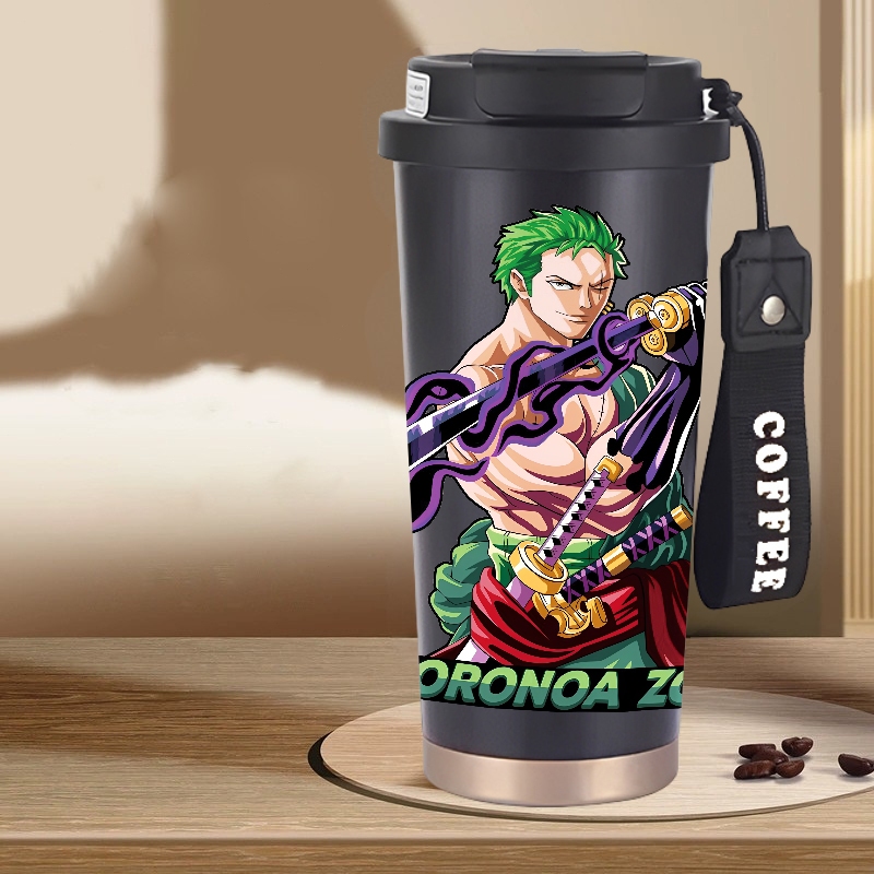 Tumbler termo Zoro One Piece 500ml dinding ganda isolasi panas dan dingin hingga 12 jam bahan stainl