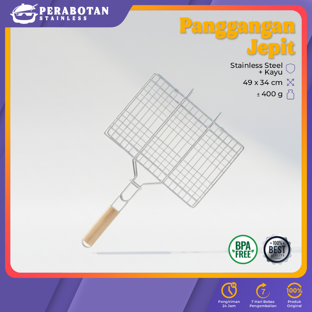 Panggangan Jepit Praktis King Balance 330 Anti Lengket untuk Ikan Sosis Ayam Bakar Grill Outdoor