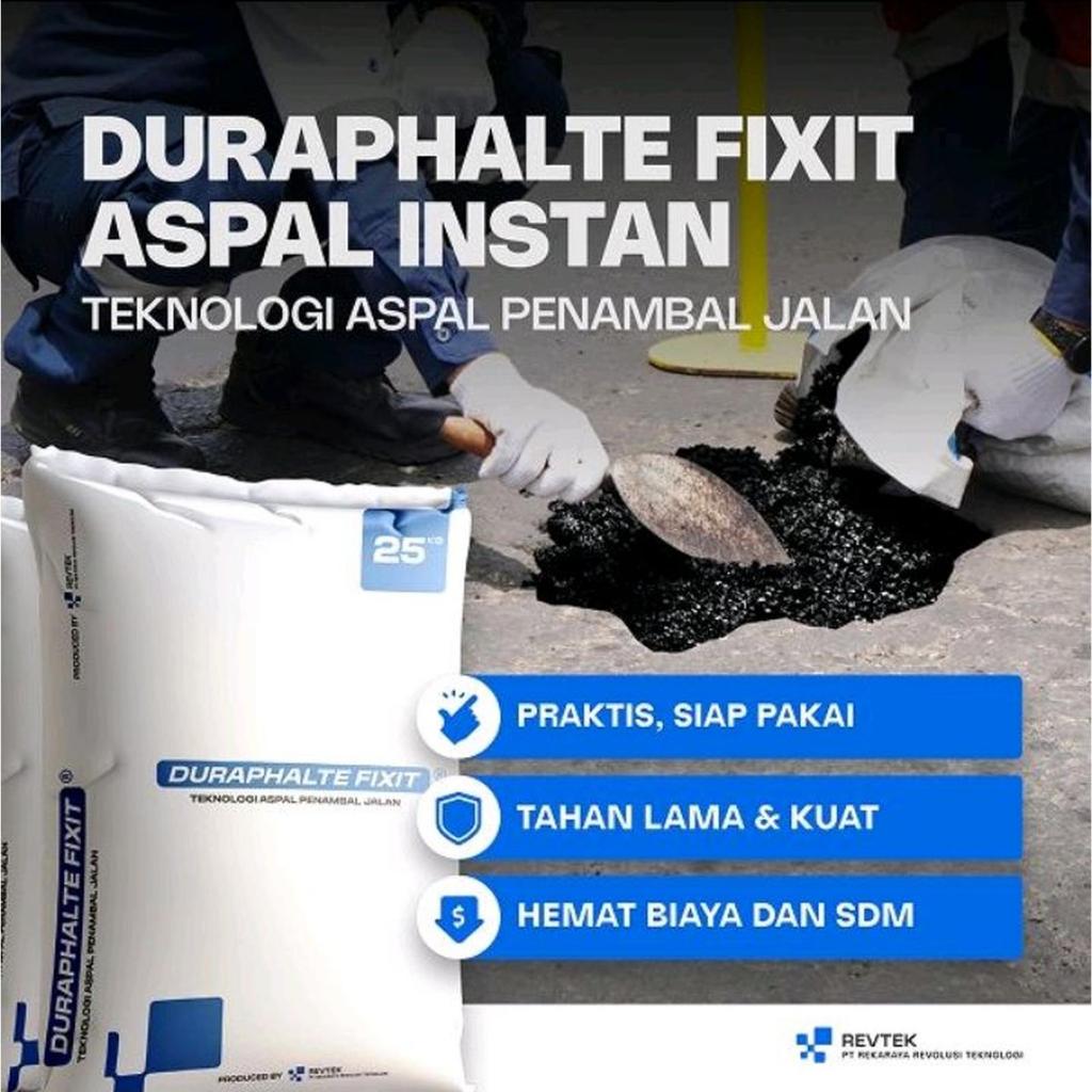 Aspal jalan instan / Duraphalte fixit 25 kg/coldmix coldpatch /Aspal dingin penambal jalan praktis 2