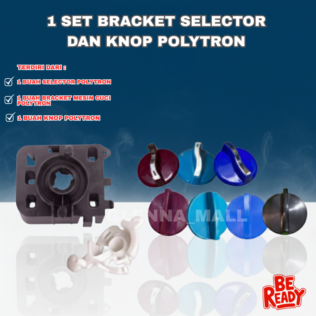 Set Lengkap Bracket Selector dan Knop Mesin Cuci Polytron | Spare Part HIGH Quality