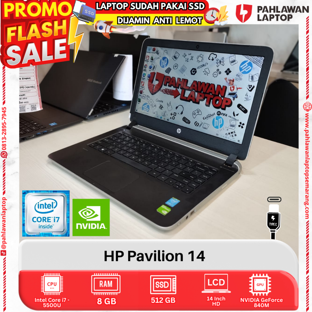 LAPTOP HP Pavilion 14 CORE i7 GEN 5 RAM 8GB SSD 512GB DUAL VGA