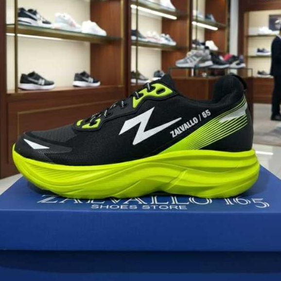 sepatu zalvallo original sneaker olahraga sport cewek sepatu olahraga wanita hitam hijau stabilo