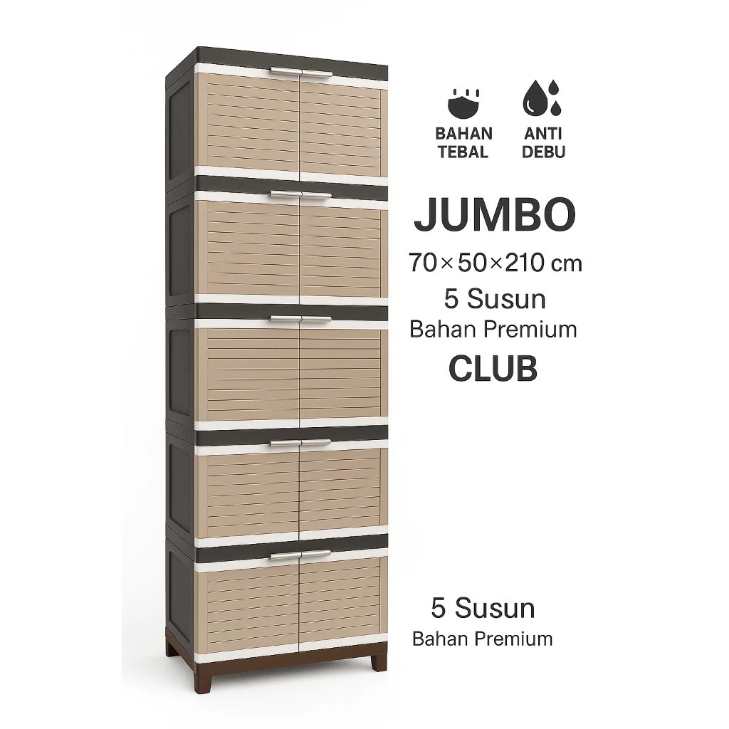 CLUB JUMBO - LEMARI PAKAIAN PLASTIK CLUB BESAR 5 SUSUN