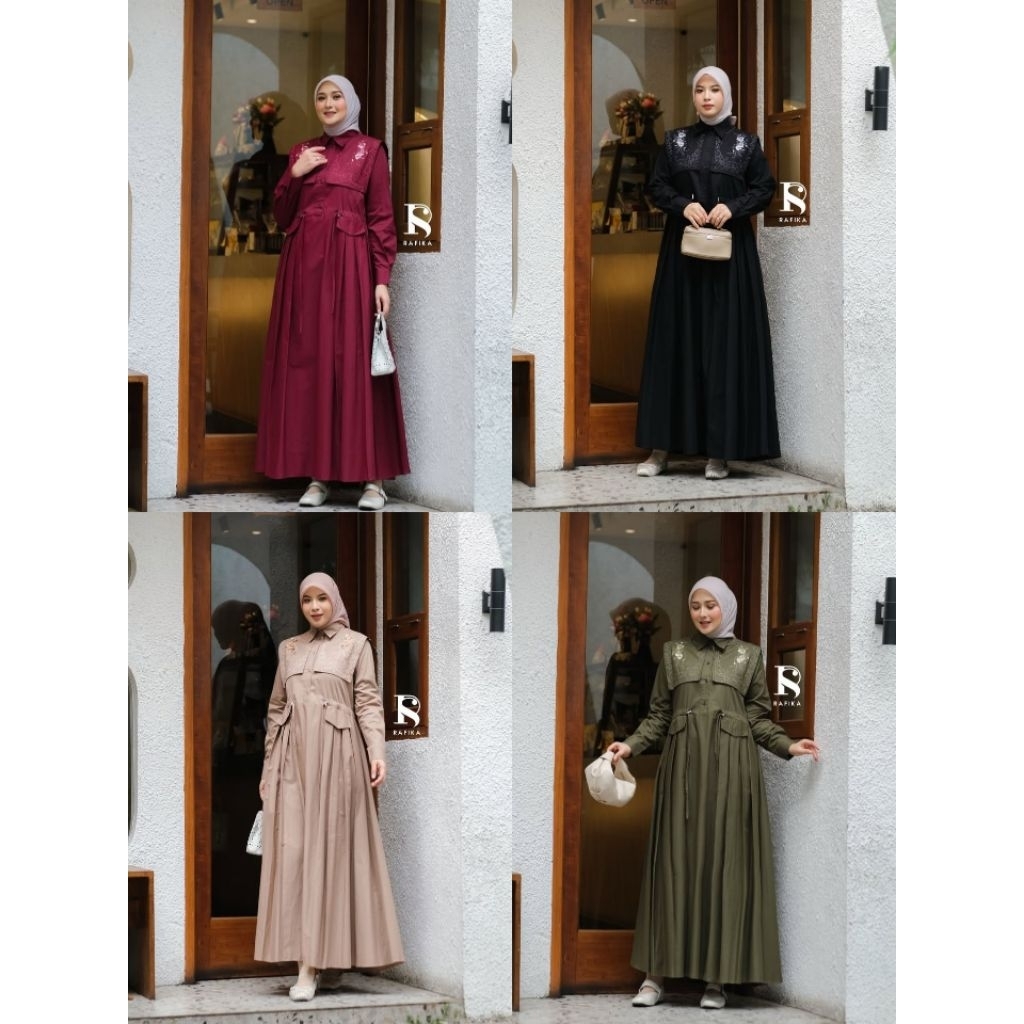 [NG] Ready NOYA MIDI DRESS ORIGINAL By RAFIKA STORE (Midi Dress) Wanita Casual Muslimah NOYA MIDI DR